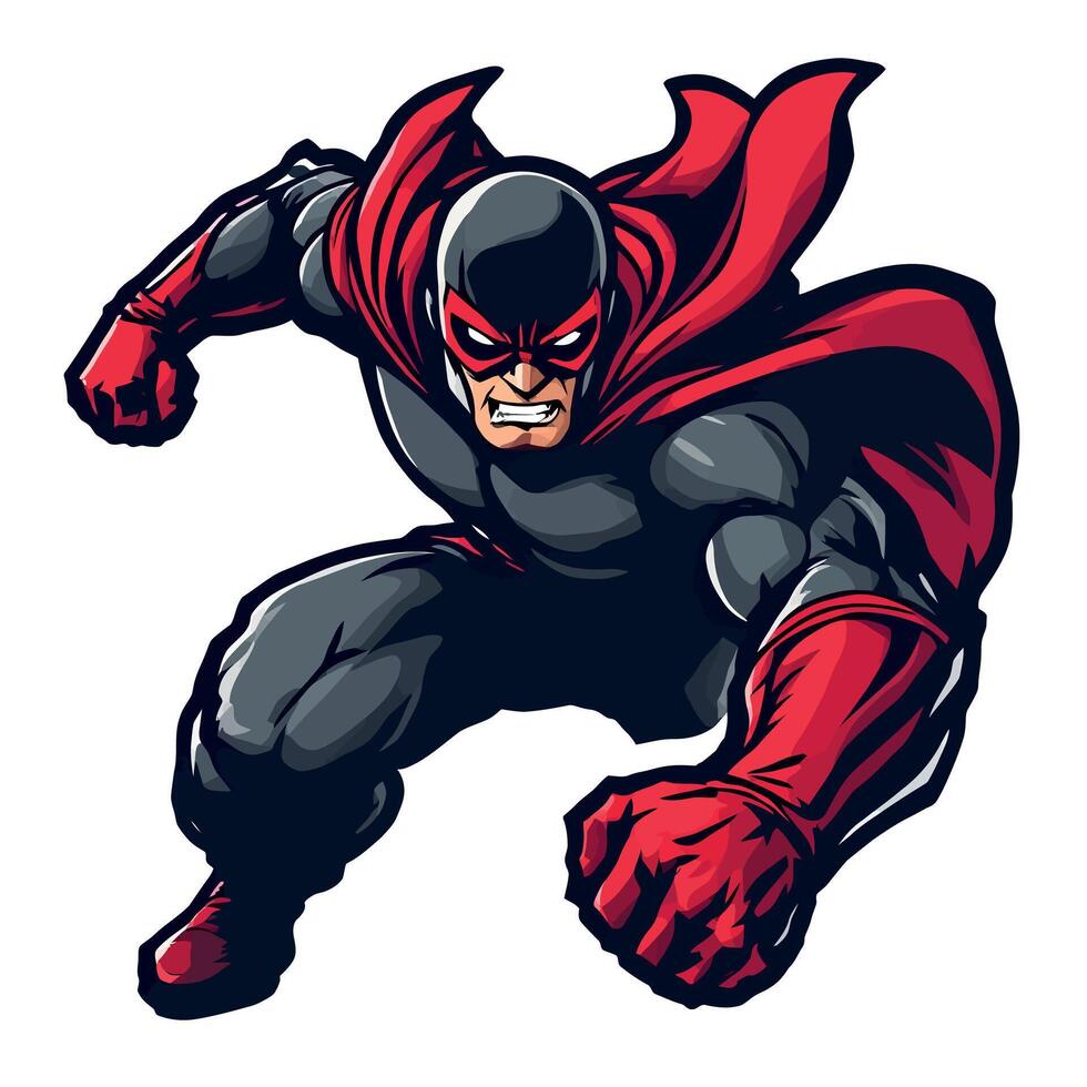 Bold Superhero Ready to Save the Day illustration Sticker Art Illustration vector