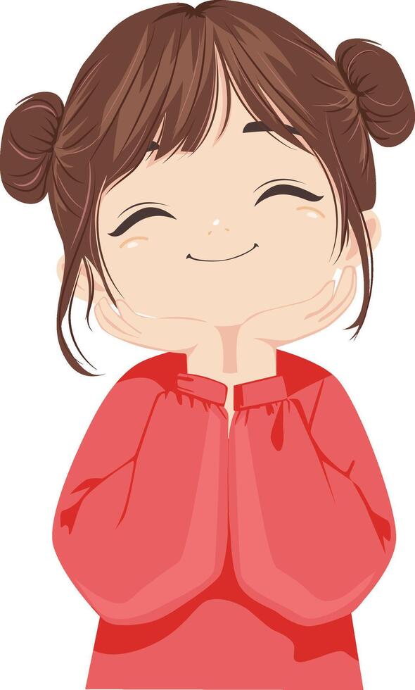 smiling cartoon girl with joyful expression vector