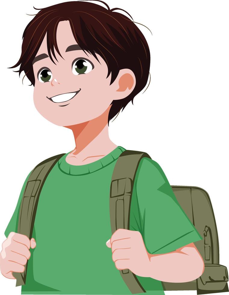 Cheerful boy with backpack vector