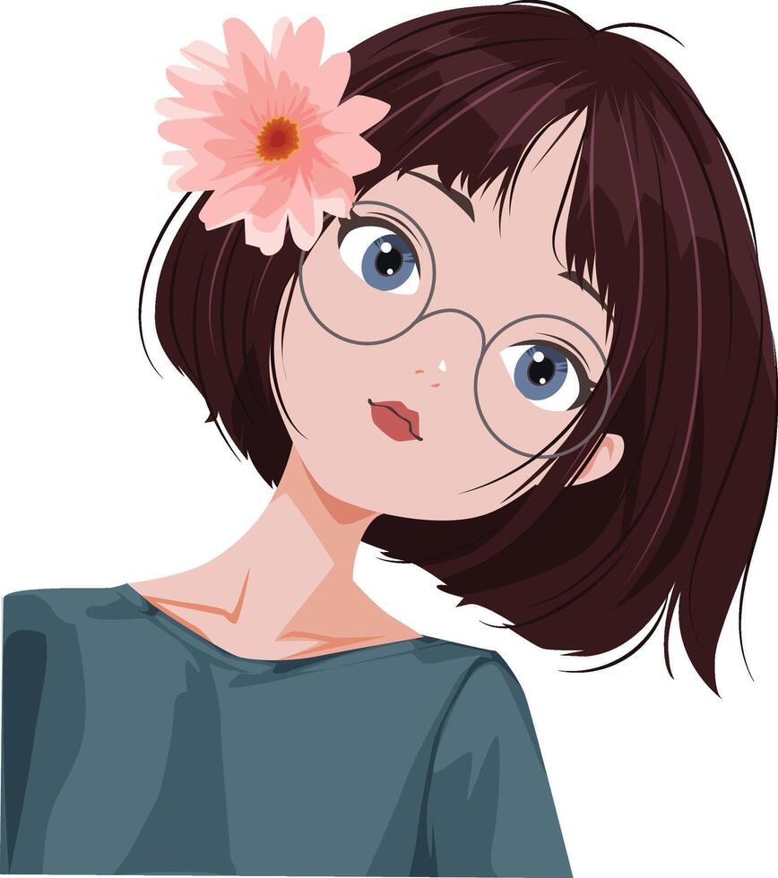 Cartoon girl with flower vector