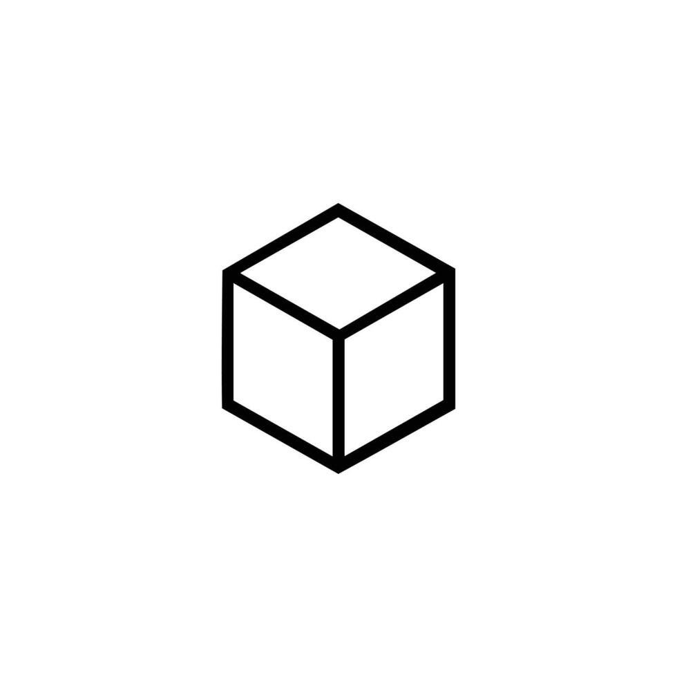 Simple Isometric Cube Outline Shape vector