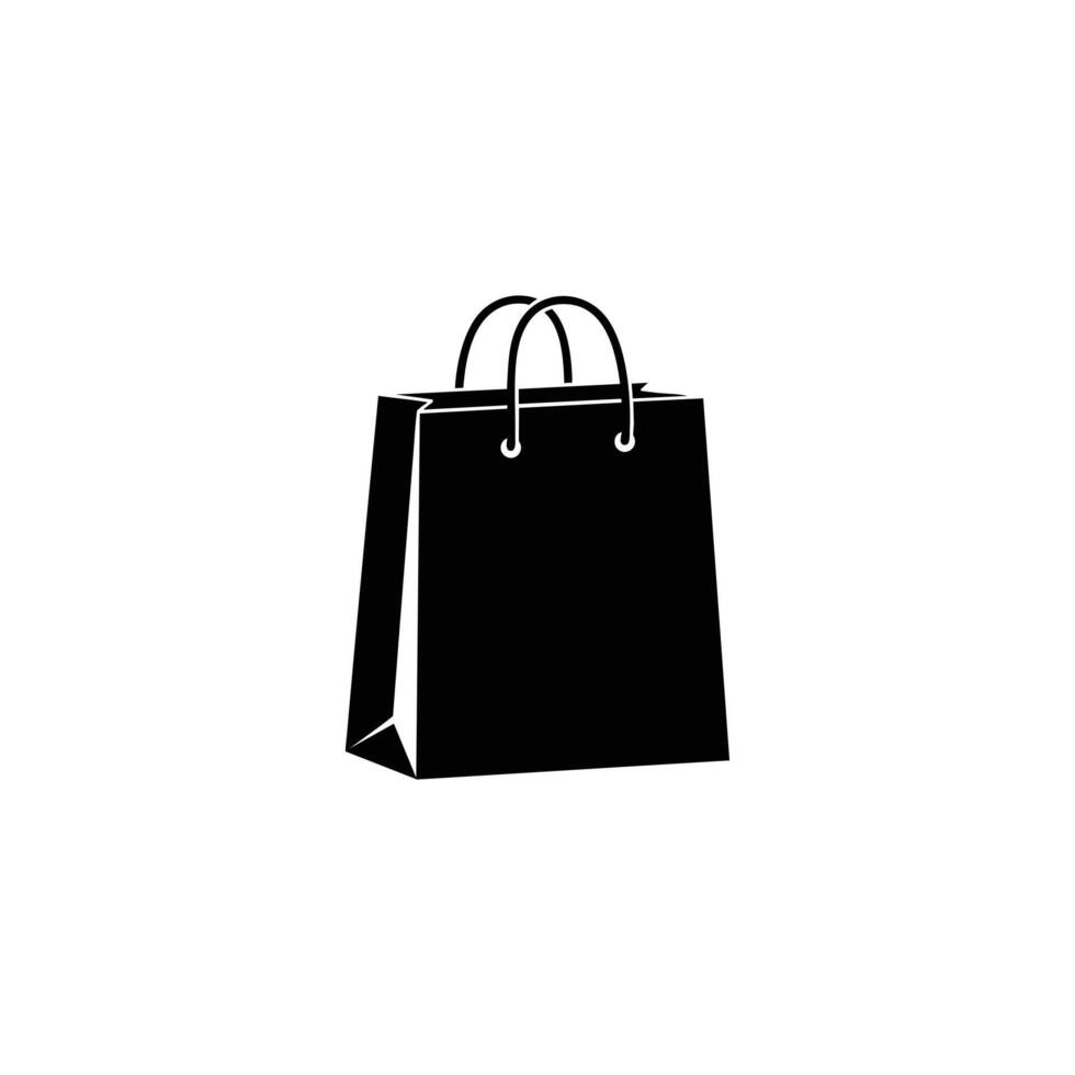 Solid Black Shopping Bag Silhouette vector