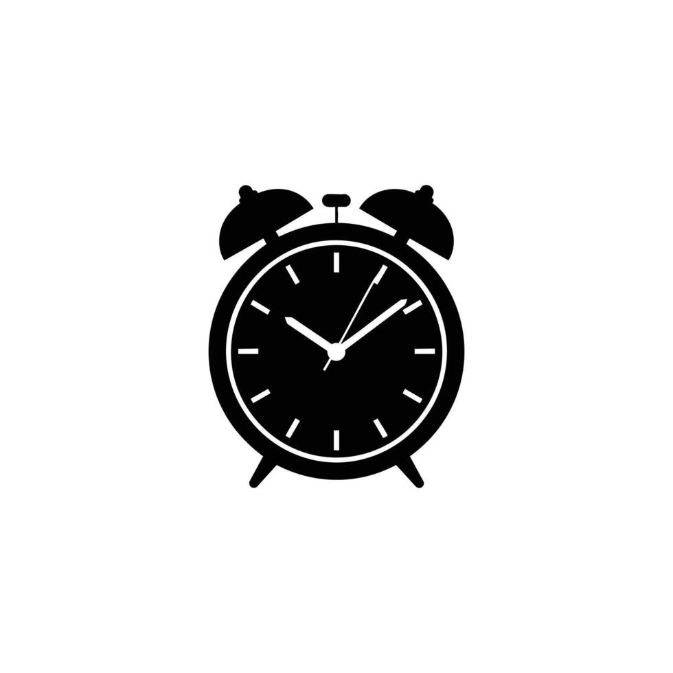 Classic Alarm Clock Black Silhouette vector