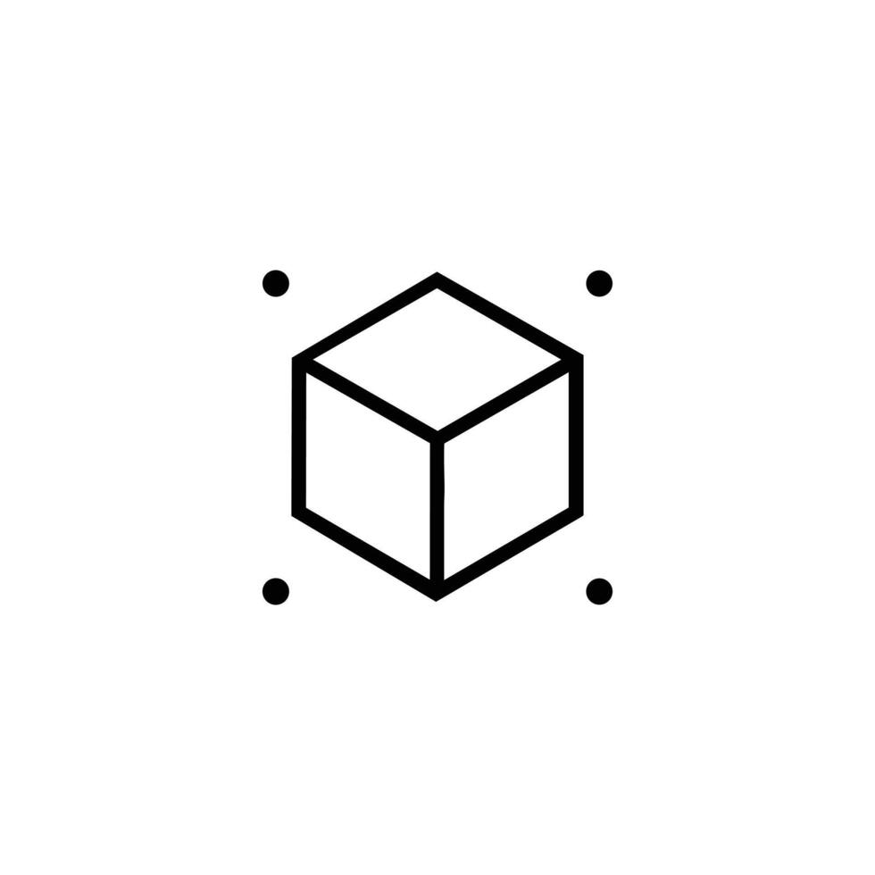 Isometric Cube Outline Bounding Dots vector