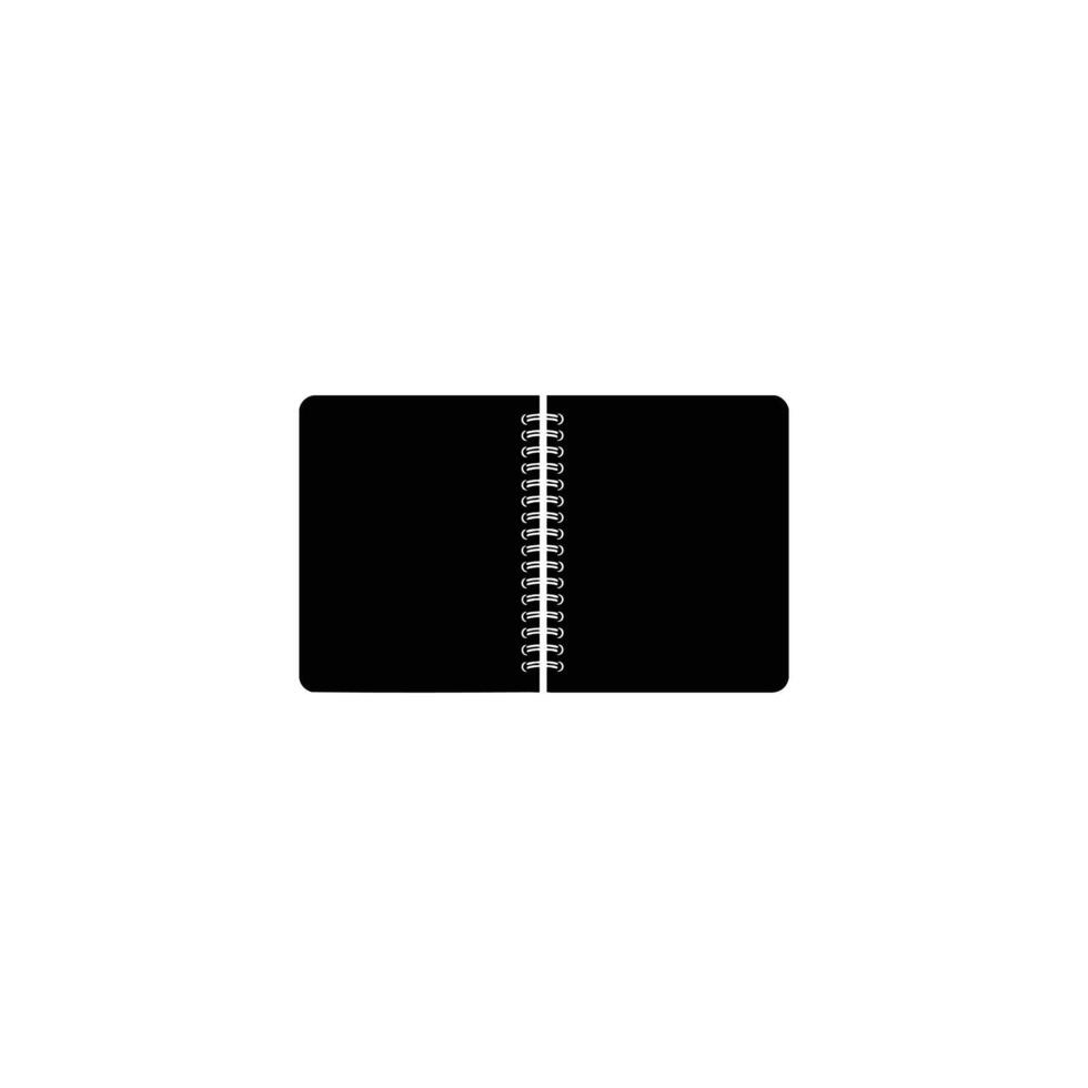 Open Notebook Black Silhouette vector