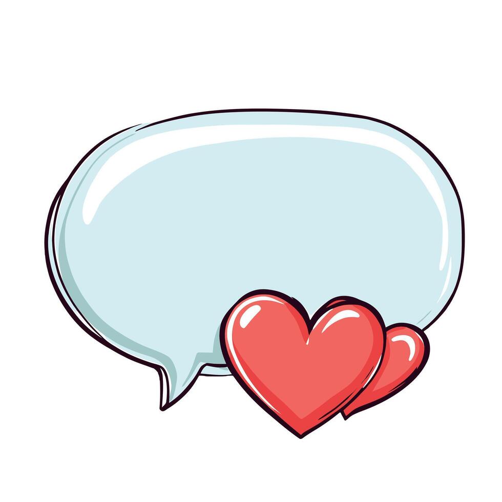 Chat Bubble with Hearts a illustration Sticker for Love and Communication vector