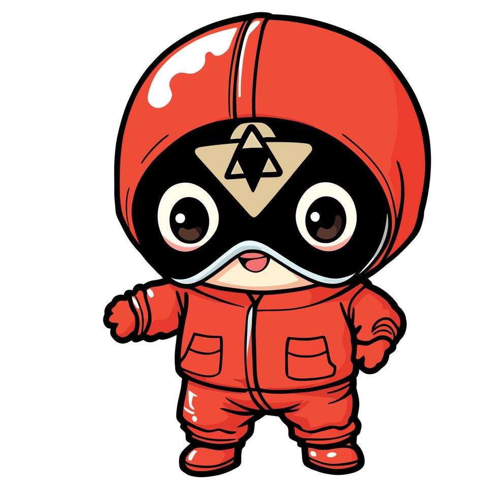 Red Hooded Character illustration Sticker Design Cute and Playful Illustration Style vector