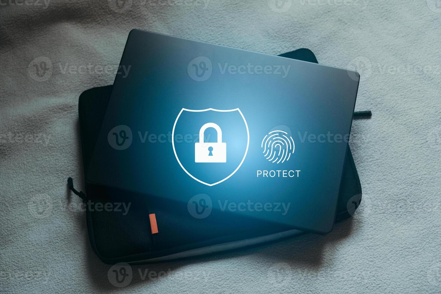 Login user on secured laptop. Identification information security and encryption. Secure access to personal information. photo