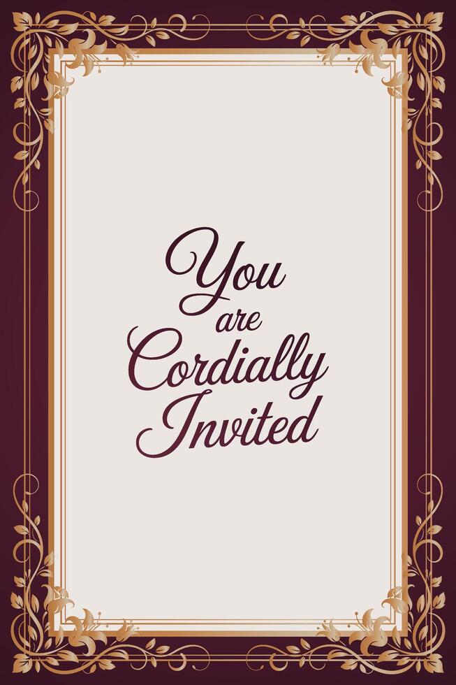 Elegant burgundy and gold invitation template vector