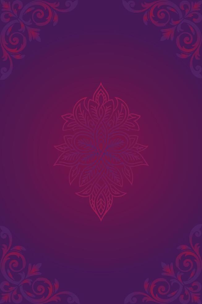 Luxury purple mandala design with floral corners vector