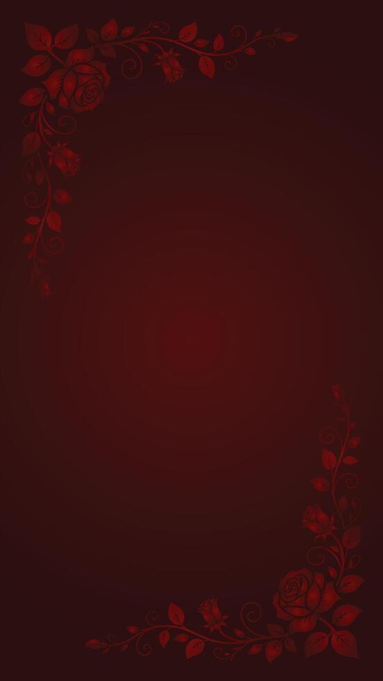 Elegant red rose border on dark background vector