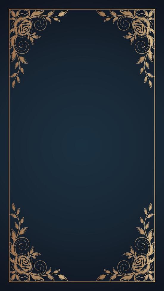 Elegant gold rose floral frame border design vector