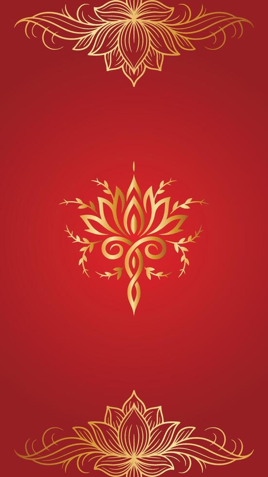 Elegant red and gold lotus flower design template vector