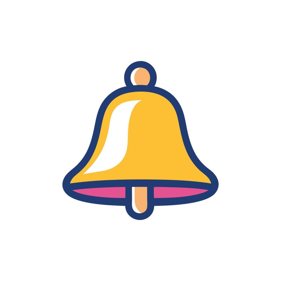 Isolated cartoon style yellow bell with blue and pink trim vector
