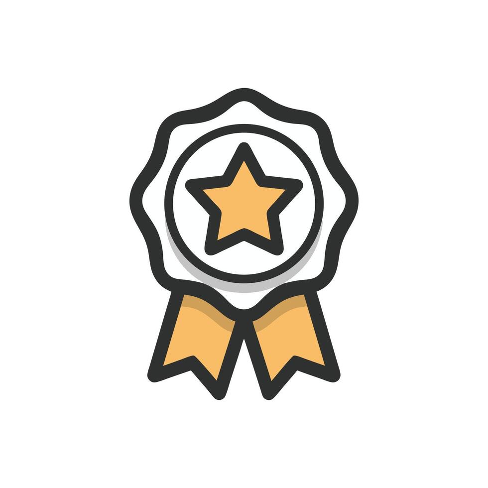 Illustration of a gold star badge with ribbons and border vector