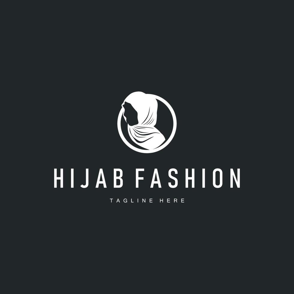 women fashion concept with a simple minimalist hijab logo black silhouette as a symbol of beauty and a poster template illustration vector
