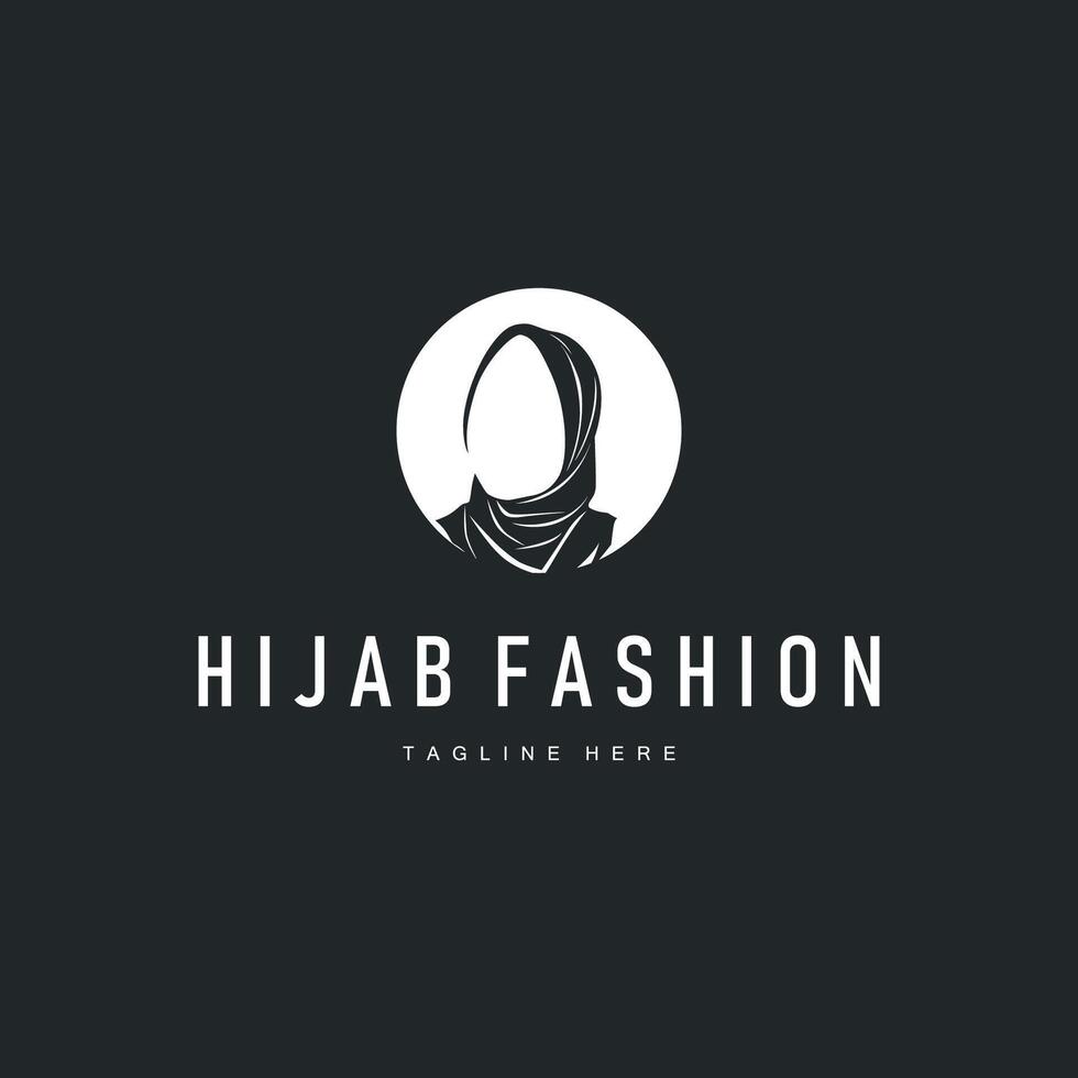 women fashion concept with a simple hijab logo with a black silhouette as a symbol of beauty and a poster template illustration vector