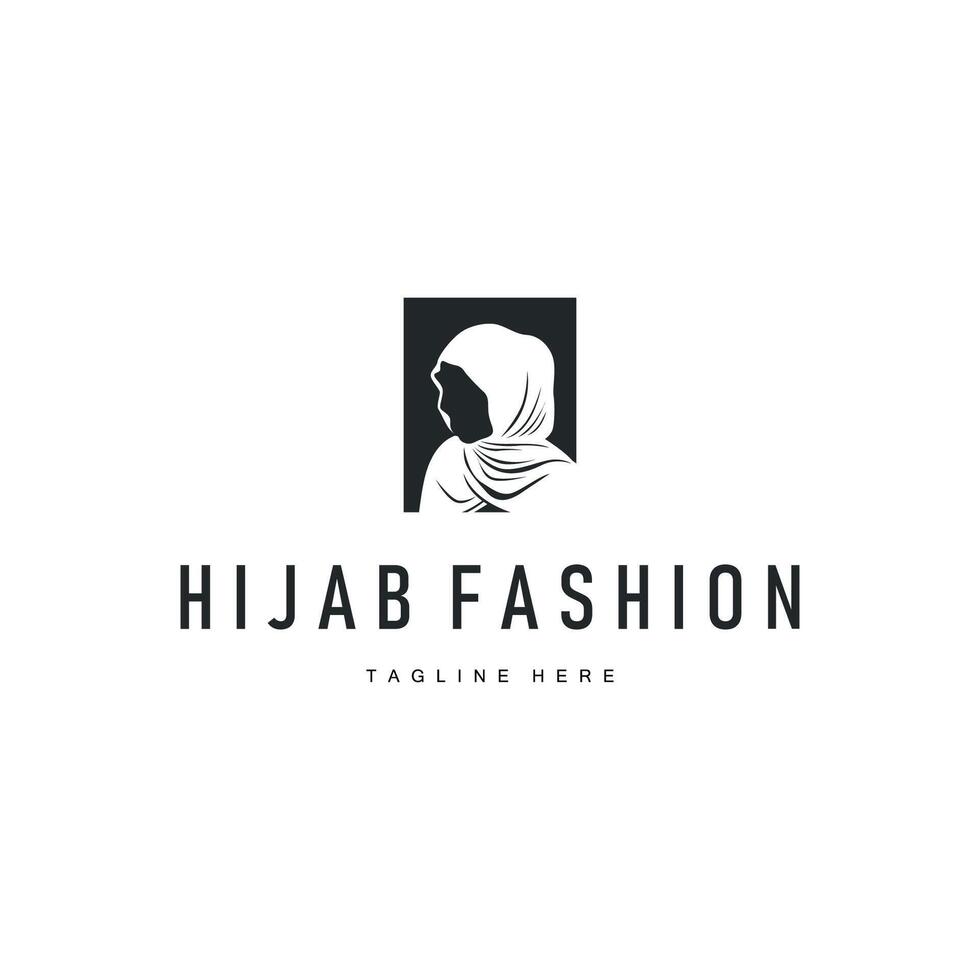 women fashion concept with a simple minimalist hijab logo with as a symbol of beauty and a poster template illustration vector