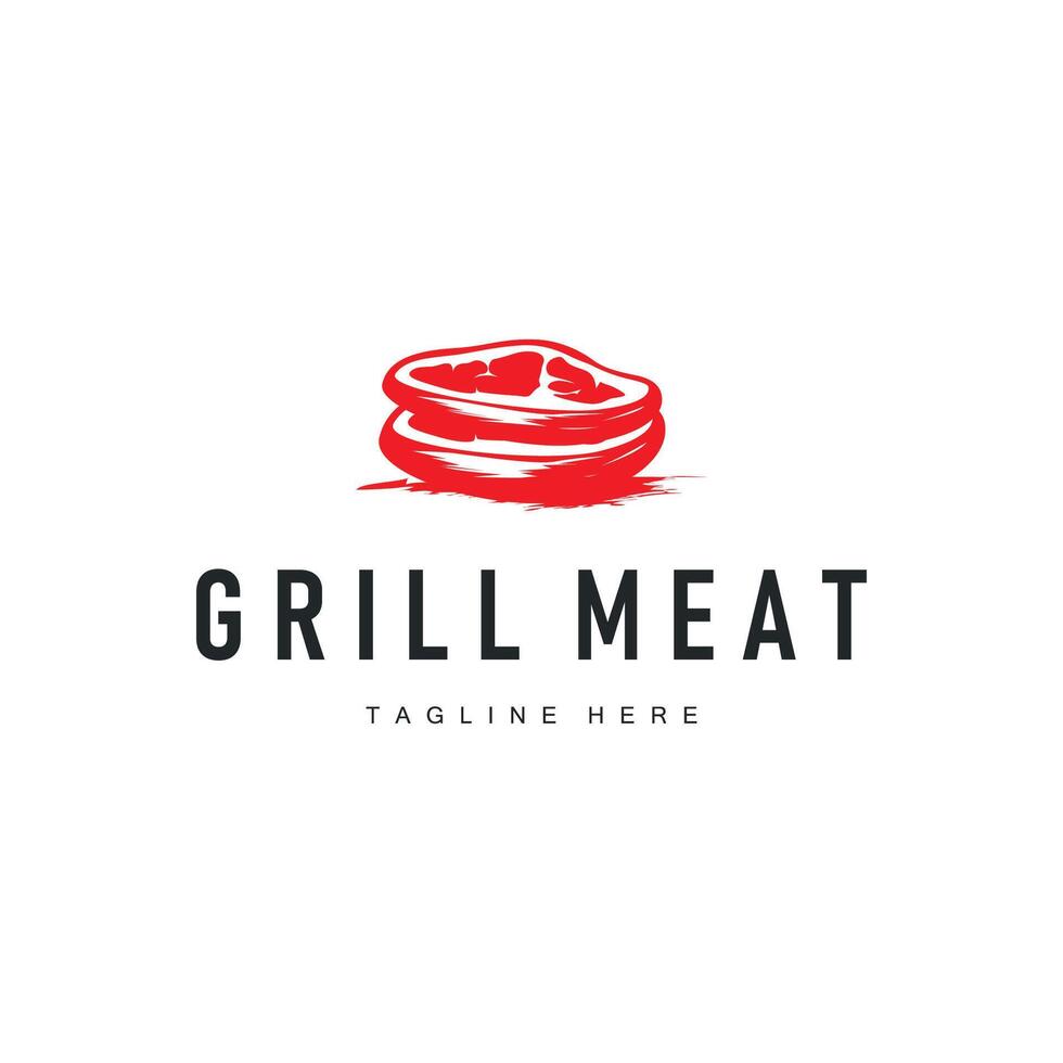 steak logo design concept steak meat simple symbol template food meat delicious brand product cafe and restaurant business vector