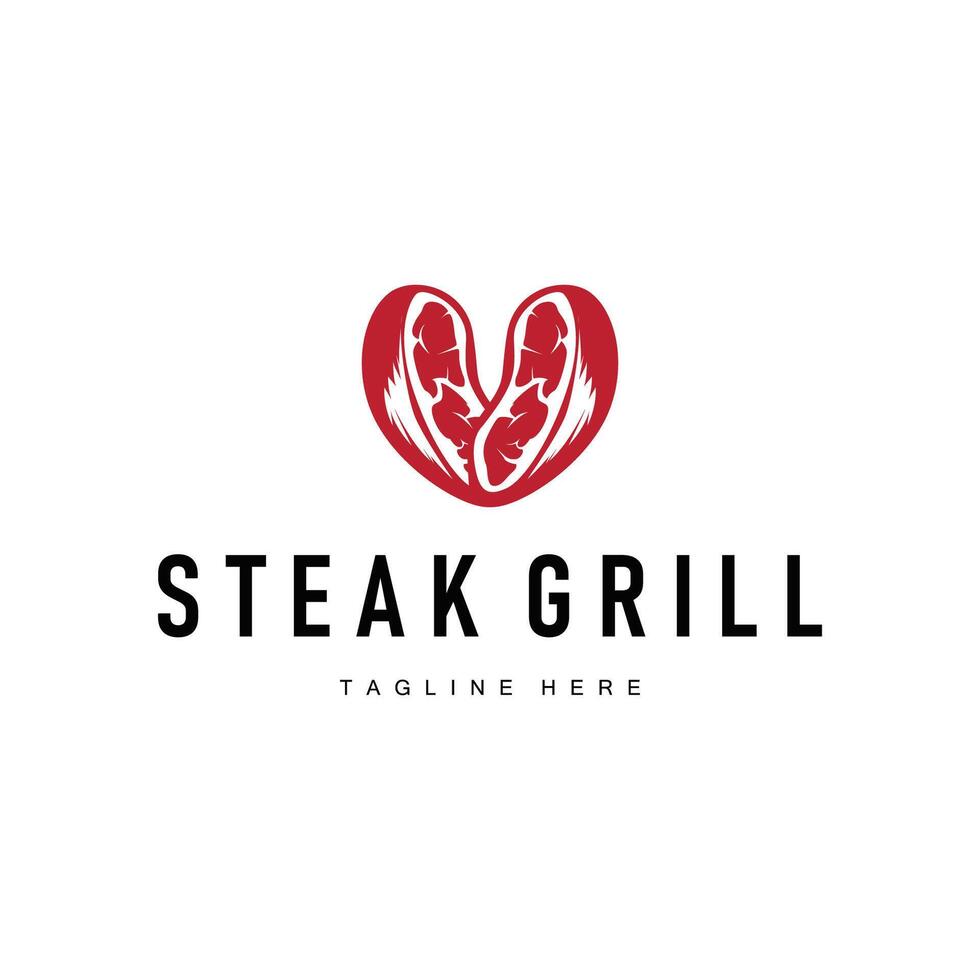steak logo design steak meat bbq simple illustration symbol template vector