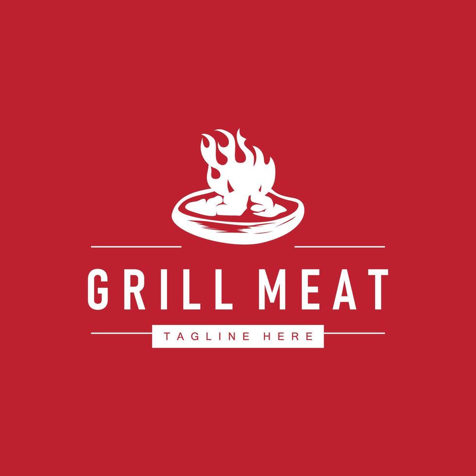 steak logo design concept steak meat bbq simple illustration symbol template food brand product cafe and restaurant business vector