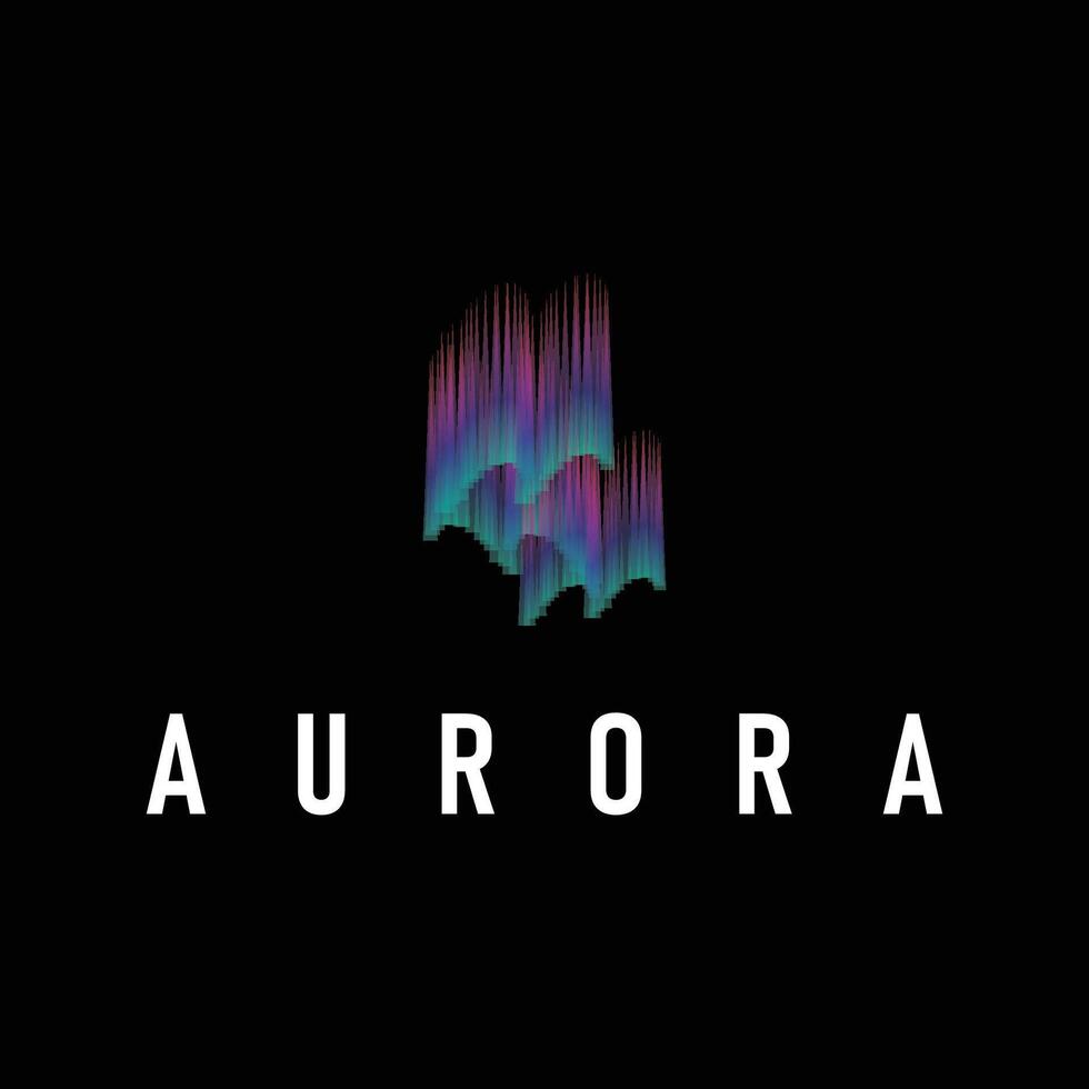 aurora logo concept sky design with beautiful and cool aurora illustration of natural scenery symbol vector
