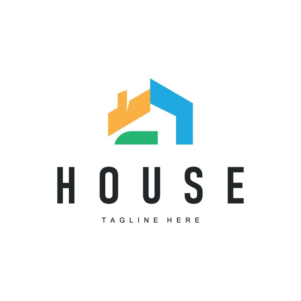 house logo concept with a simple modern minimalist concept as a symbol of a house building, architectural illustration of a business brand, product or poster vector