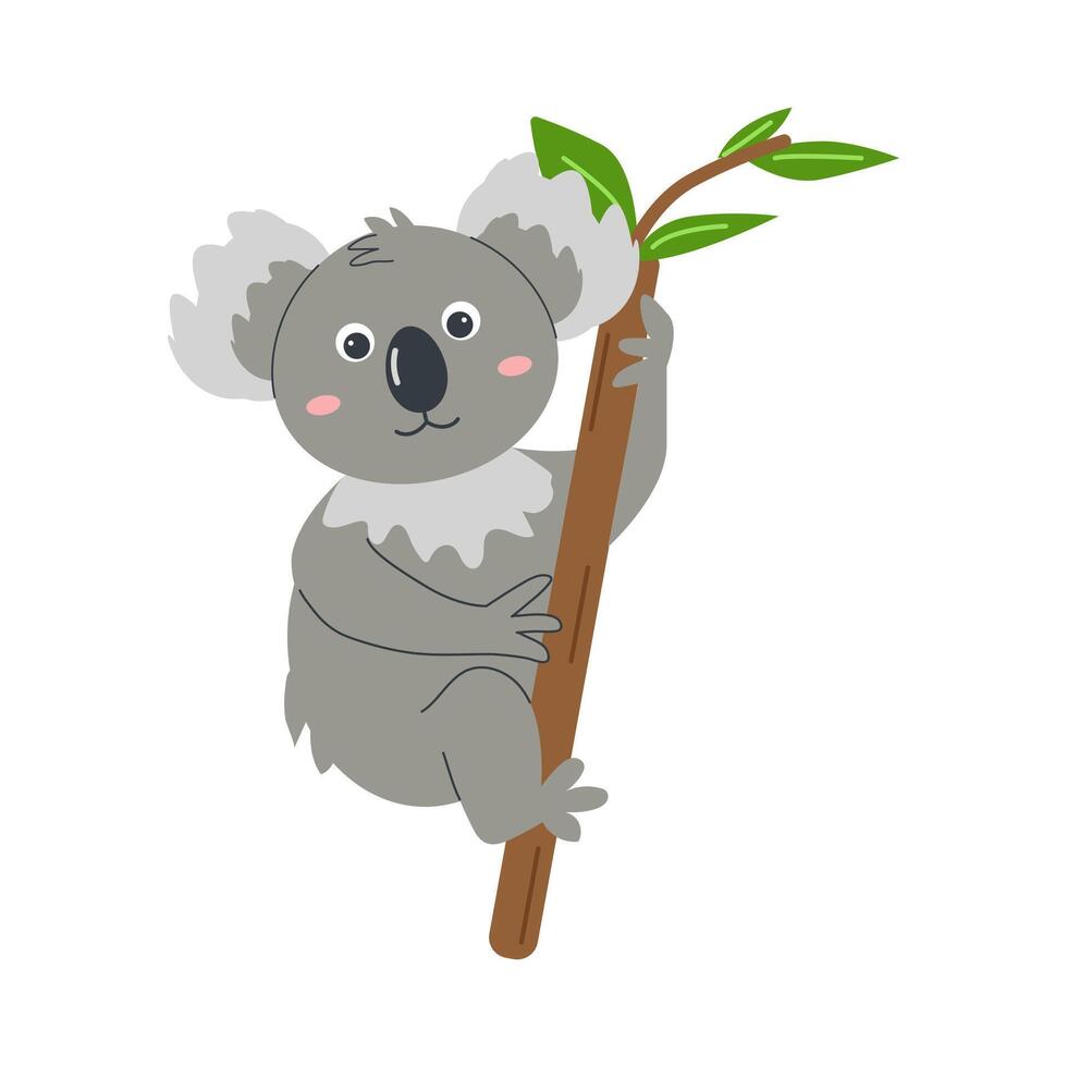 Wild animals cute koala bear baby character. Greeting card template for children zoo tickets banner. illustration vector