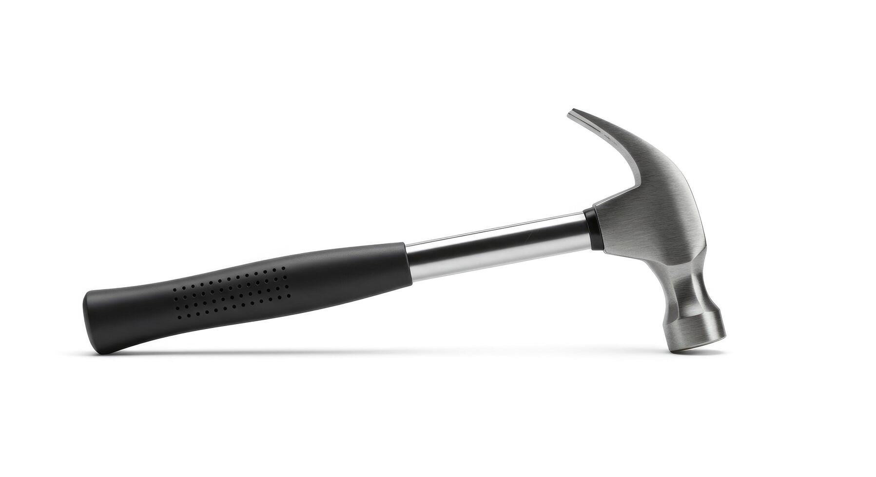 A hammer on a white background with a black handle photo