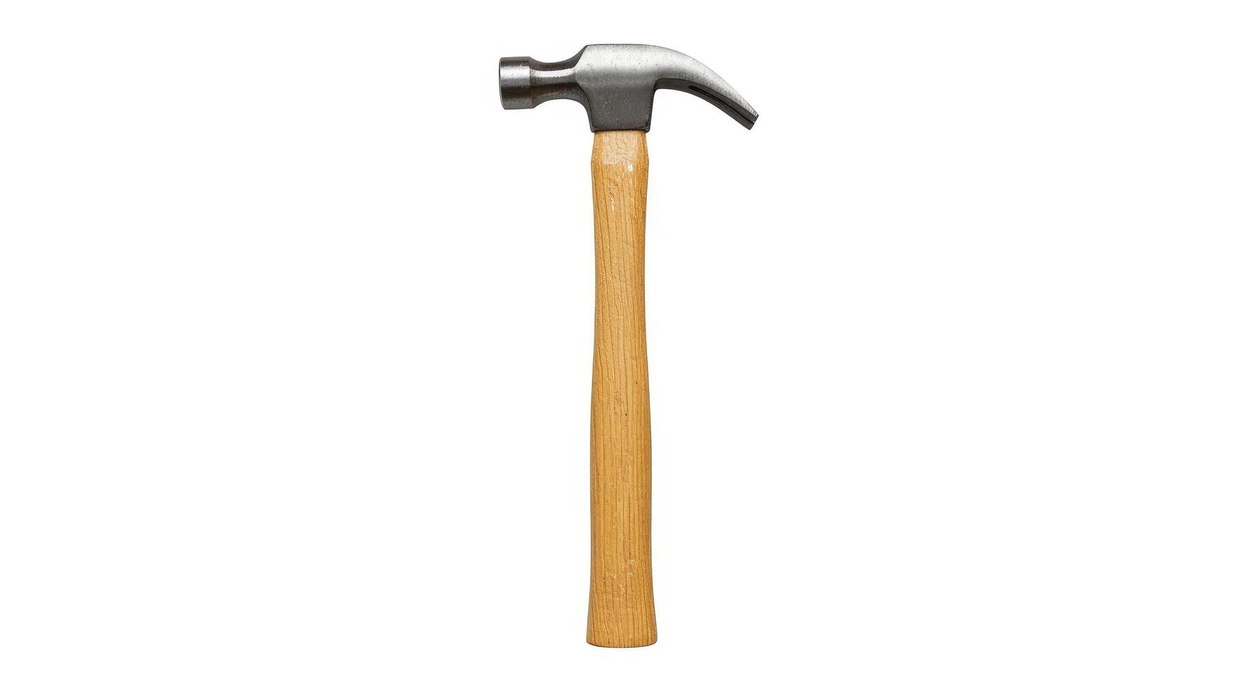 A hammer with a wooden handle on a white background photo