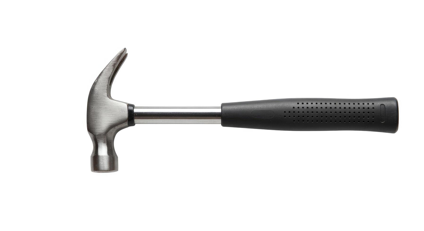 A hammer with a black handle on a white background photo