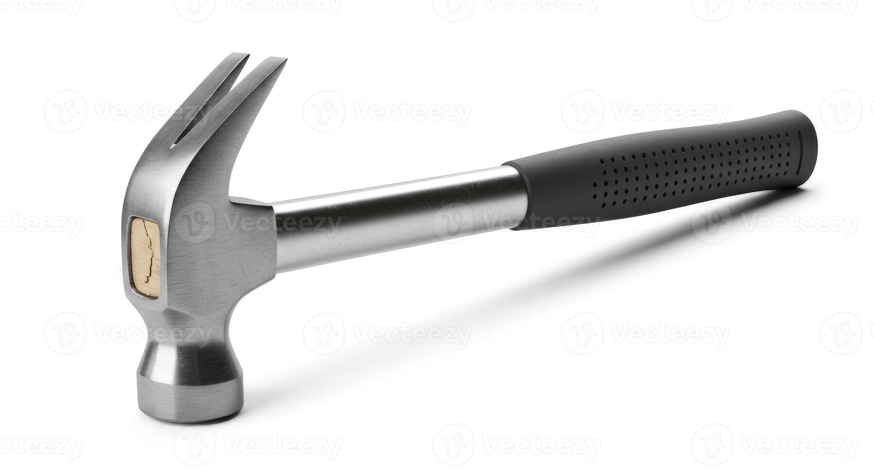 A hammer with a black handle and a metal handle photo