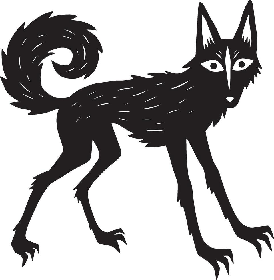 Silhouette of a Black Wolf vector