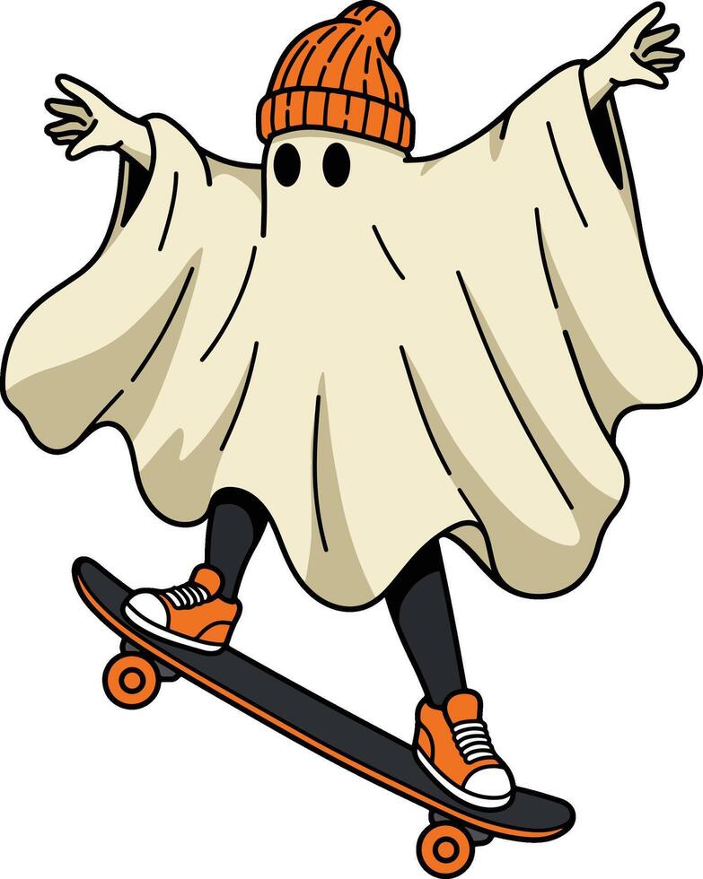 Ghost Skateboarder Spooky Fun on Wheels vector