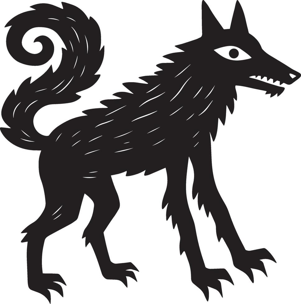 Stylized Black Wolf Silhouette Illustration vector