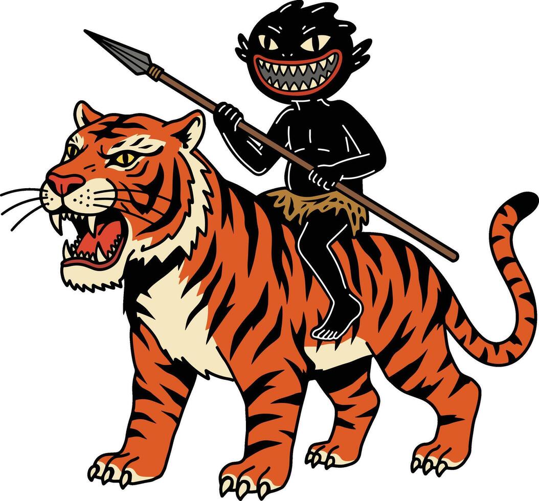 Tiger Rider with Spear vector