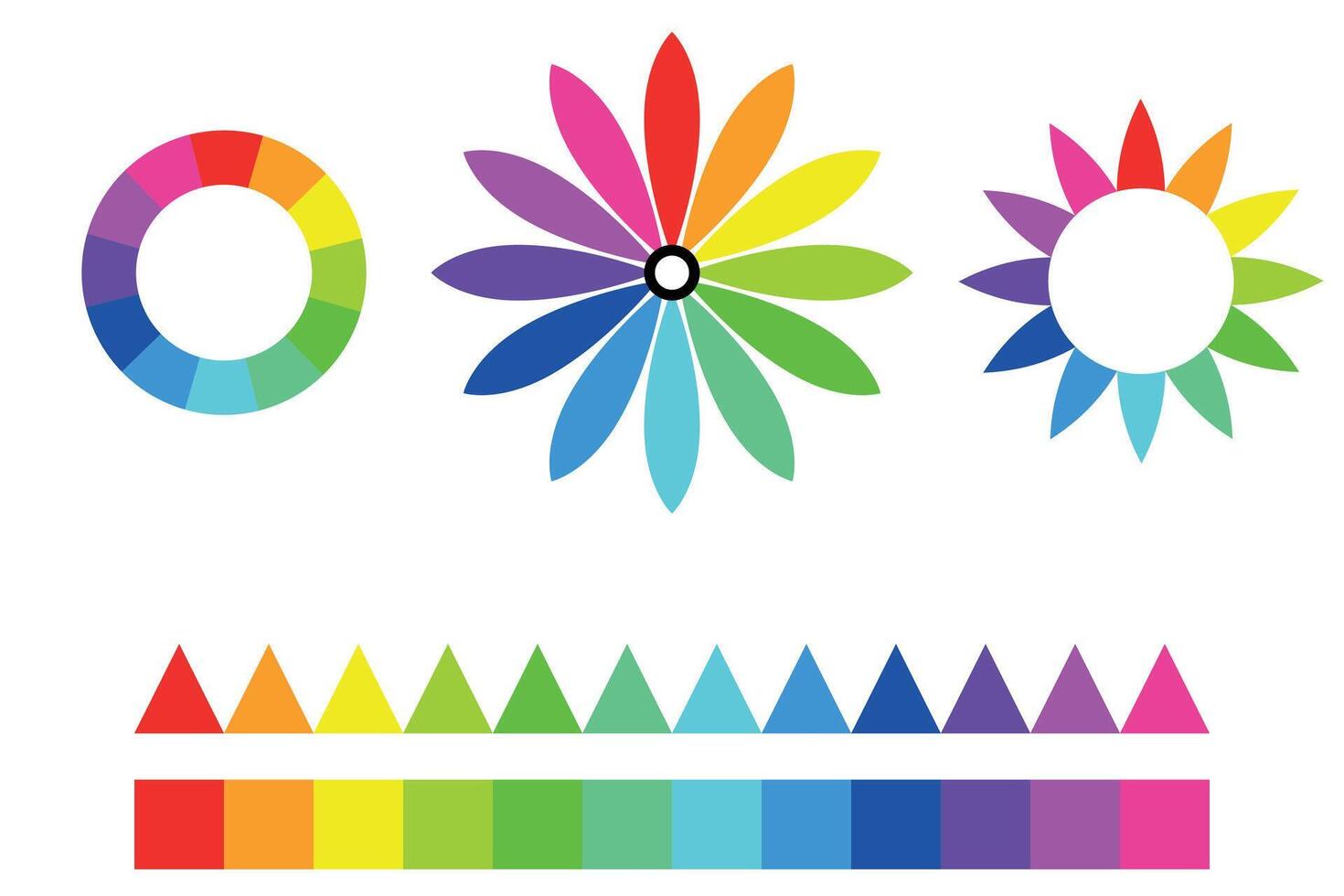 Color wheel designs of different shapes vector