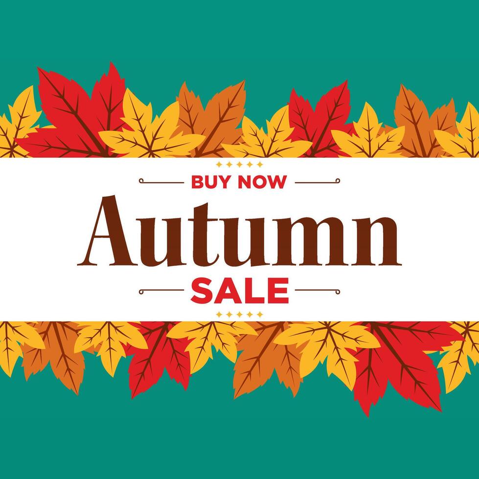 Minimalist Fall Sale Banner Template with Natural Leaf Frame vector