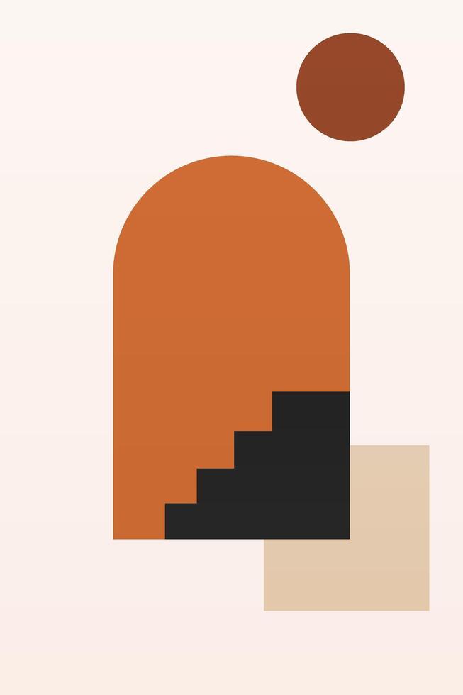 Earthy Boho Interior Decor with Mountains and Sun vector