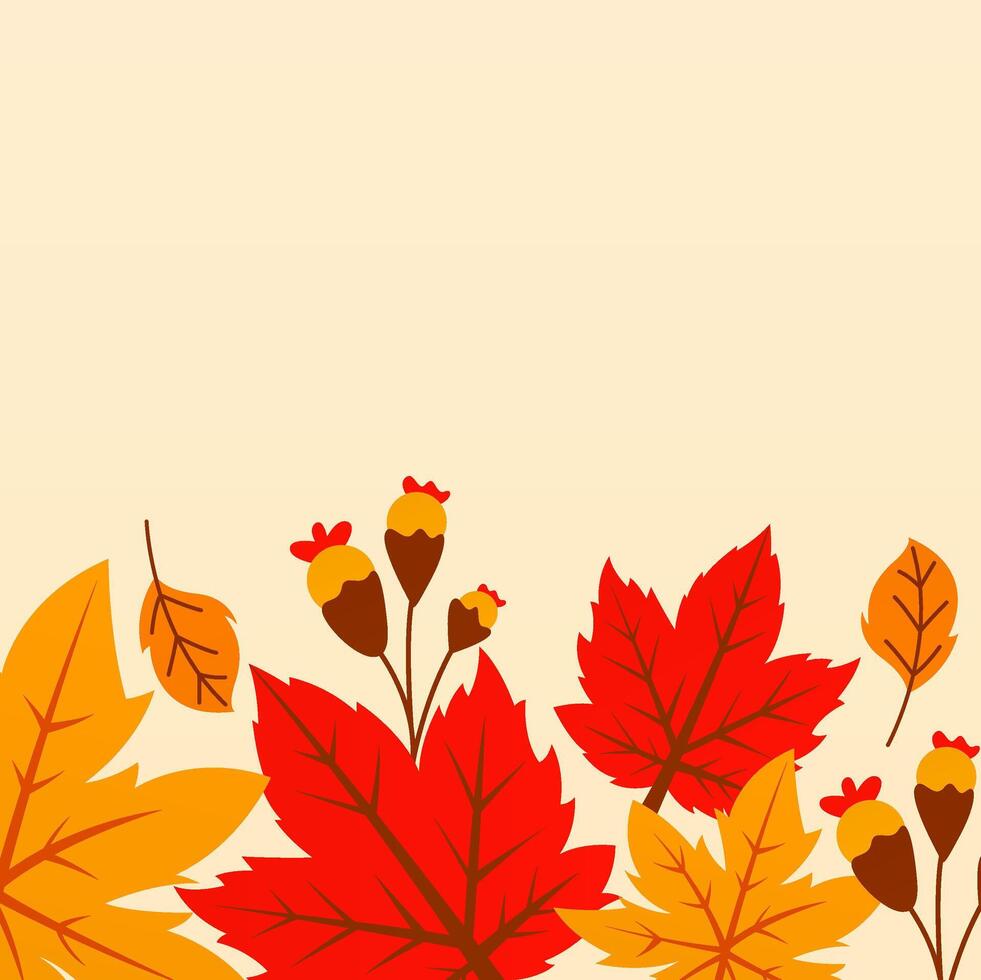 Autumn Leaves Flat Border Background Template vector