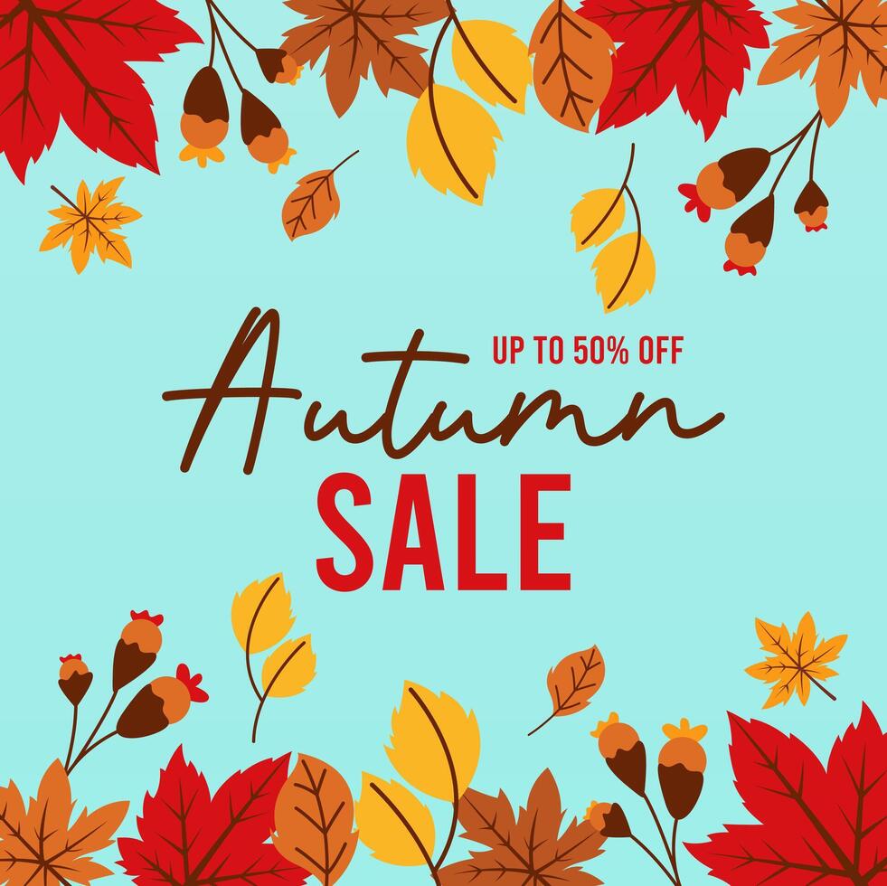 Autumn Sale Background with Falling Leaves and Gradient Style vector