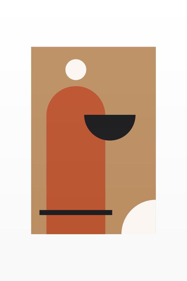 Desert Boho Wall Art with Abstract Shapes vector