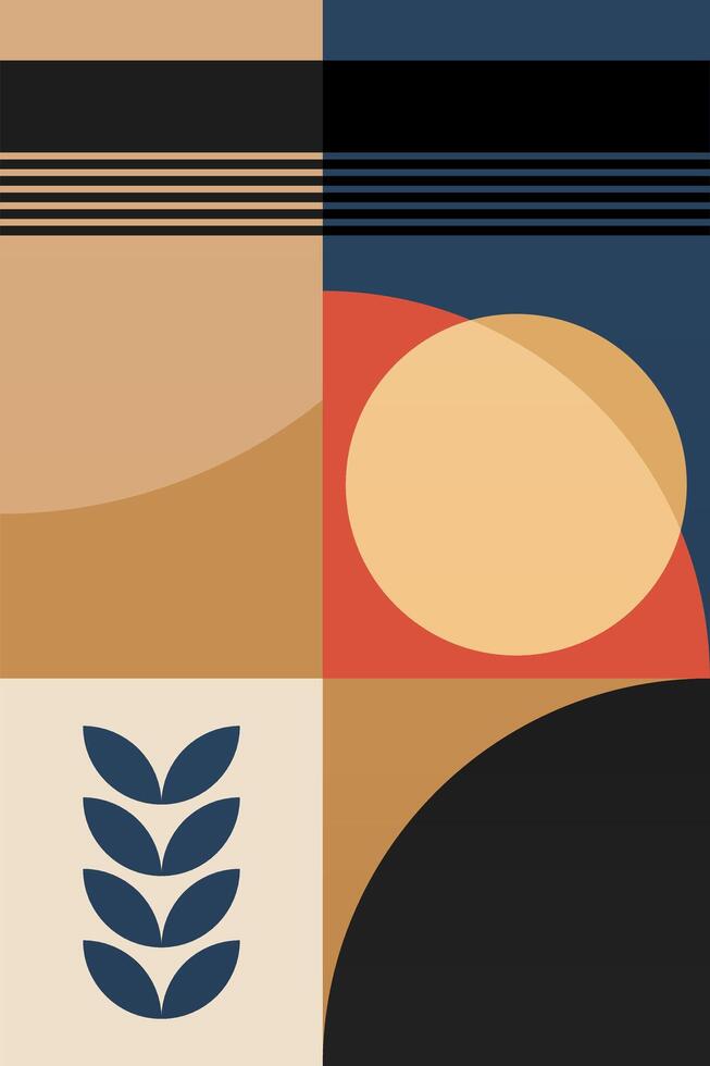 Vintage Boho Gallery Print with Mountains and Sun vector