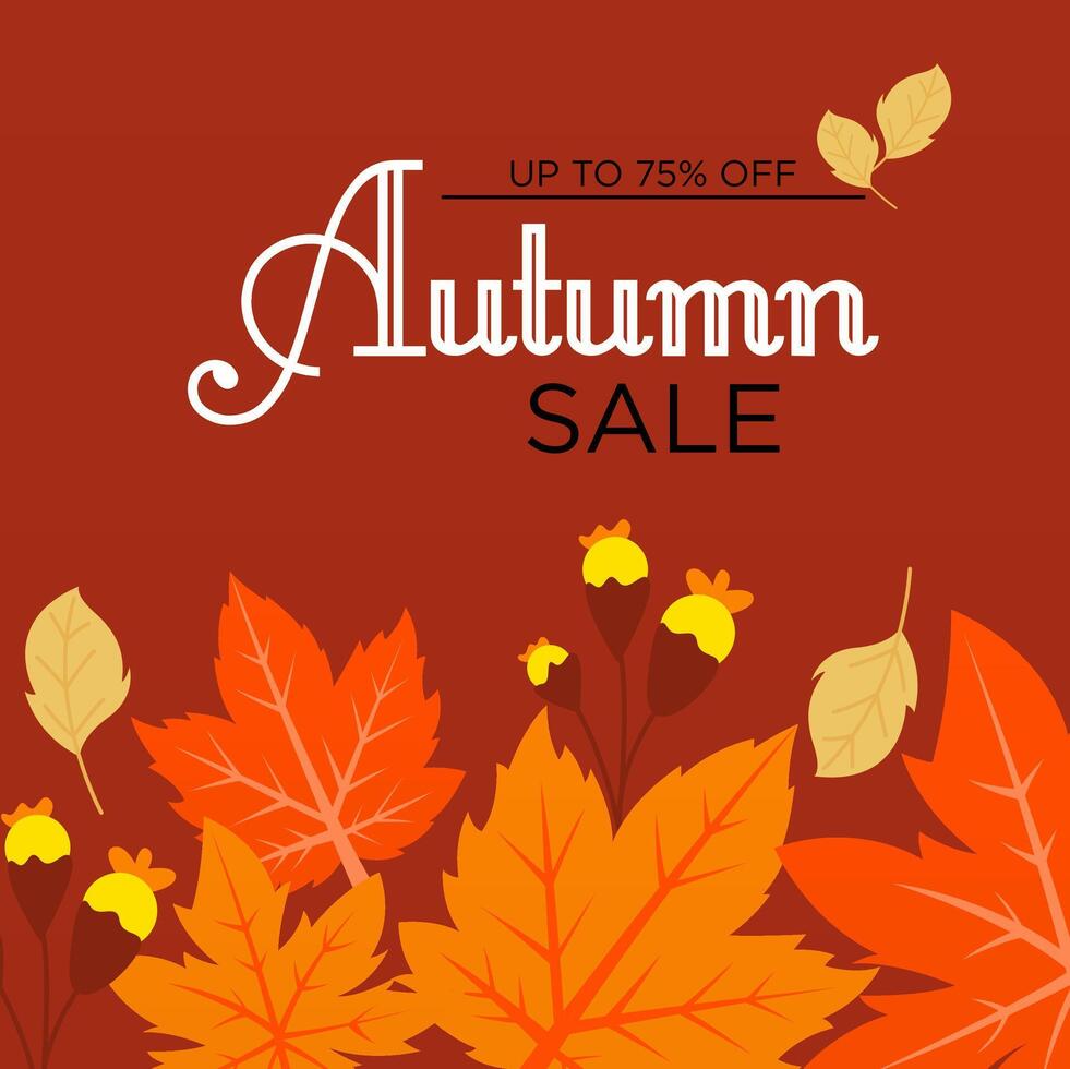 Vintage Autumn Sale Banner with Retro Typography and Leafy Frame vector