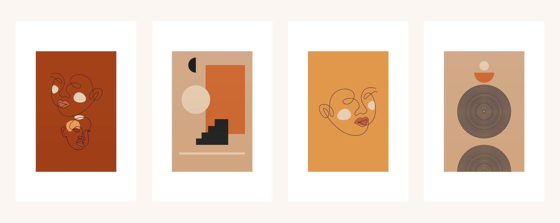 Vintage Boho Printable Art with Sun and Moon vector