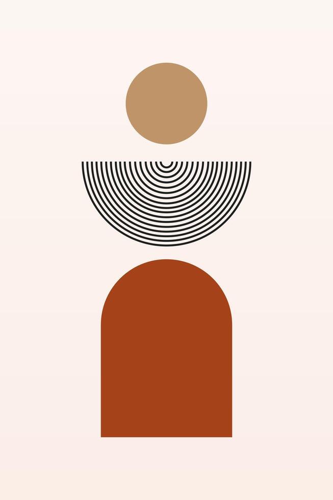 Modern Boho Wall Art with Neutral Background vector
