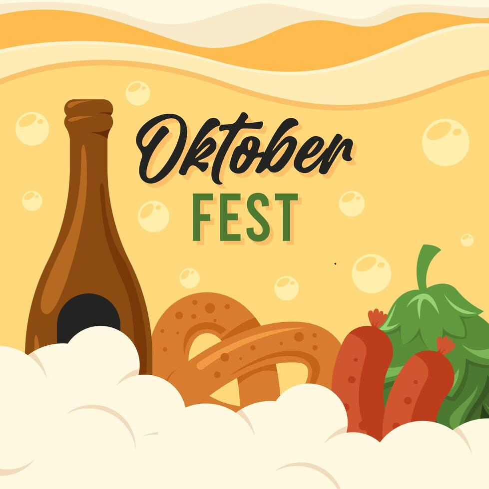 Flat oktoberfest festival banner background illustration vector