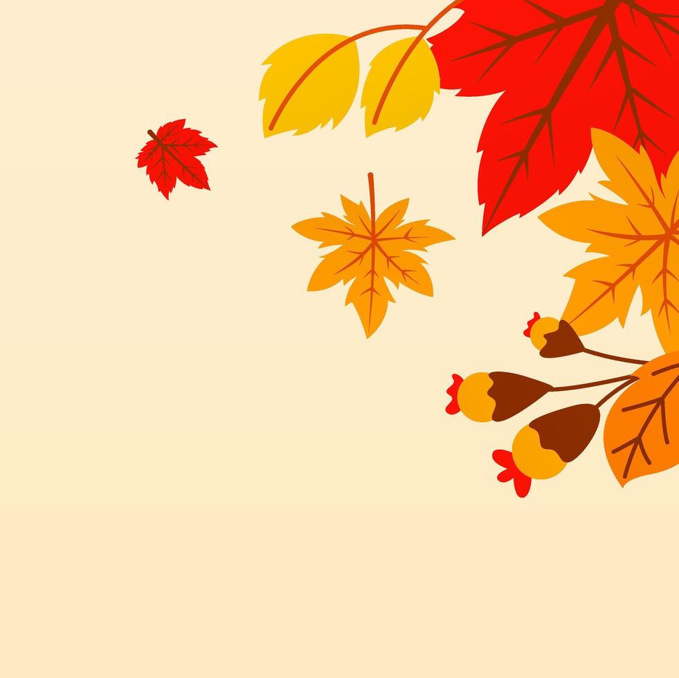 Flat Autumn Leaves Border Background Template vector
