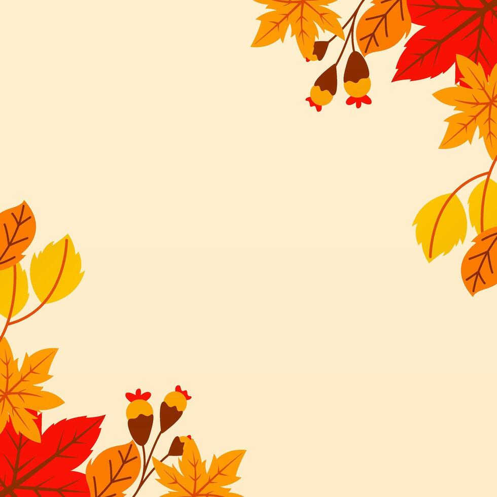 Autumn Leaves Border Background IllustrationTemplate vector