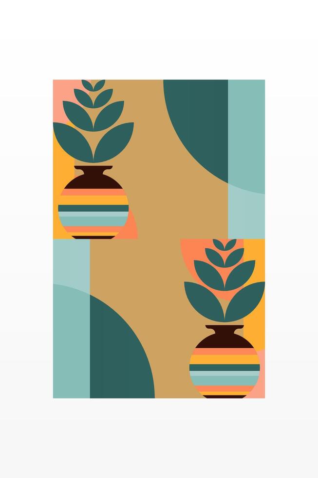 Nature Boho Art Print with Sun and Moon vector
